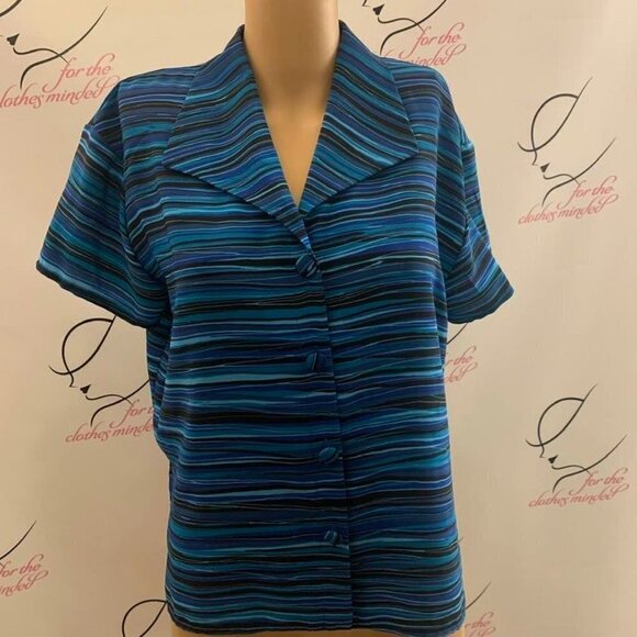 Sag Harbor. Sz 8. Stripe Short Sleeve Lightweight Shirt. Covered Buttons. B54 - Picture 1 of 4